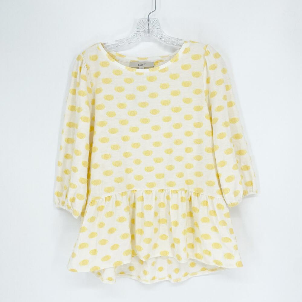 Loft Peplum Swiss Dot Top Size Small